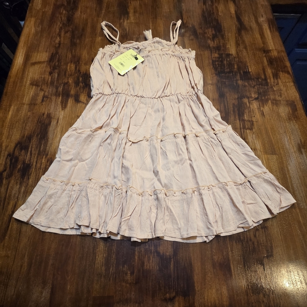 Peach Ruffled Spagattie Strap Sundress From Salty Lemon NWT - Picture 2 of 8